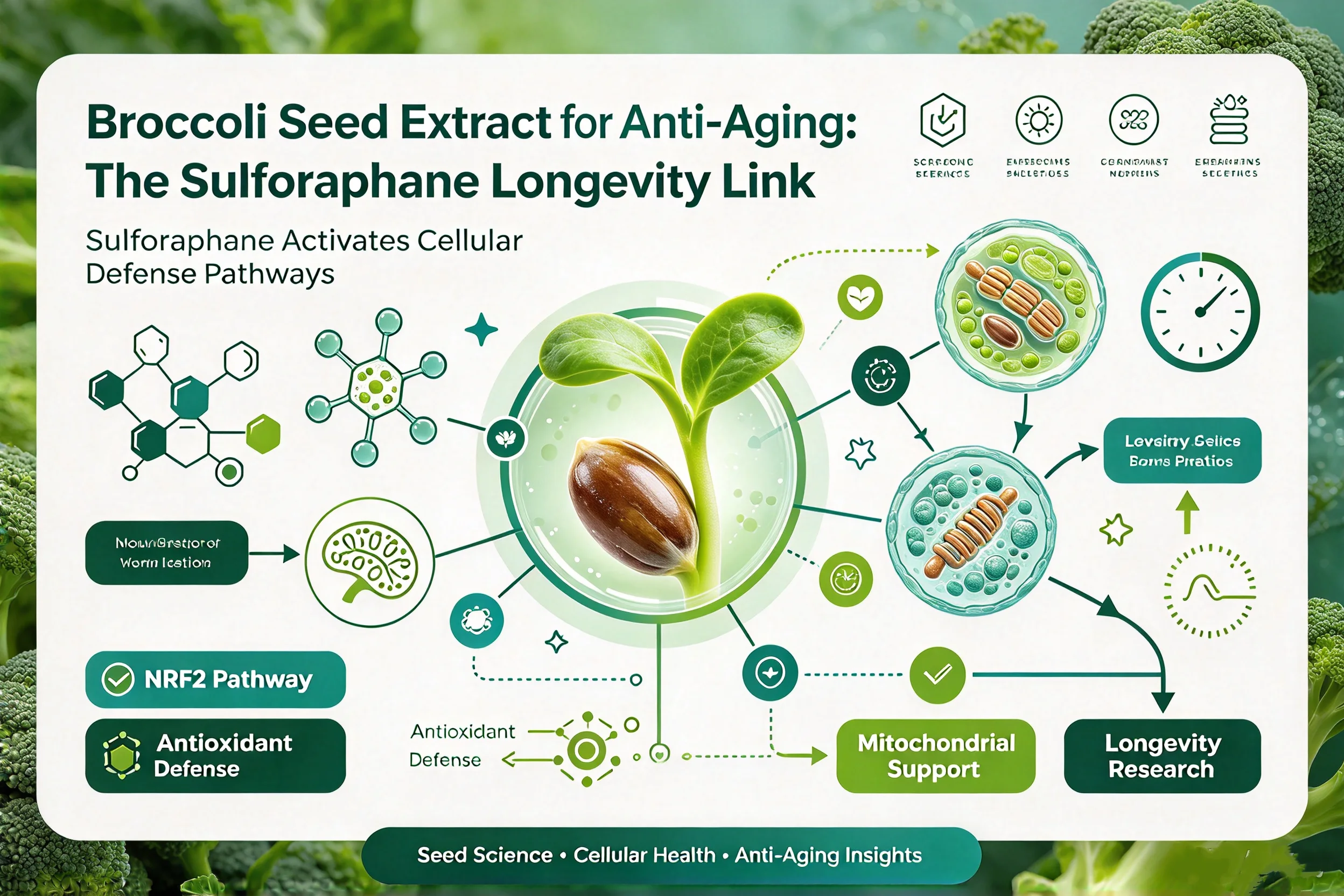 Ekstrè Grenn Bwokoli pou Anti-Aging: Sulforaphane Longevity Link